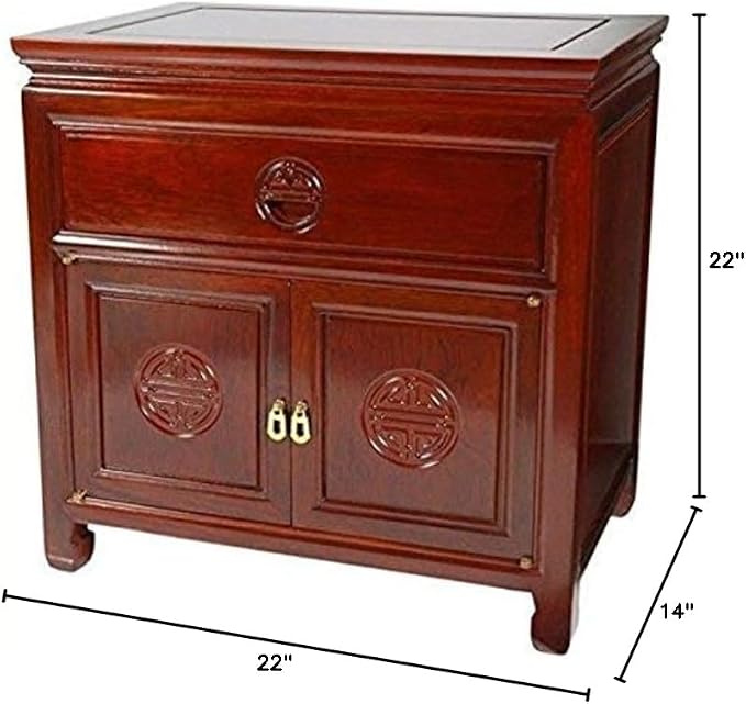 Red Lantern Rosewood End Table Cabinet - Image 2