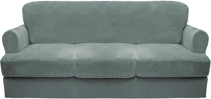 CUCRAF Cushion Sofa Cover 4 Piece Slipcovers, Soft Thick Velvet Couch Cover by CUCRAF