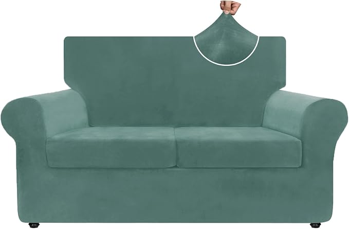 ZNSAYOTX Luxury Velvet Sofa Cover 3 Piece Stretch Loveseat Covers by ZNSAYOTX