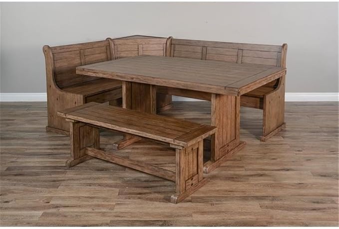 Pemberly Row 75" x 56" Farmhouse Wood Breakfast Nook Set - Image 2