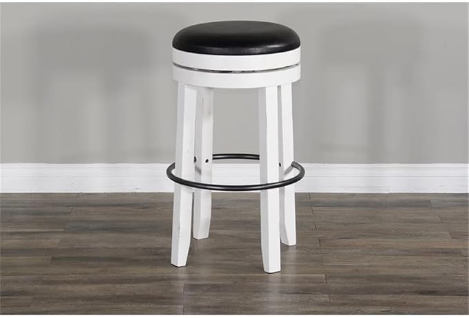 Pemberly Row Set of 3 Wood Bar Unit and 2 Backless Swivel Barstool - Image 5