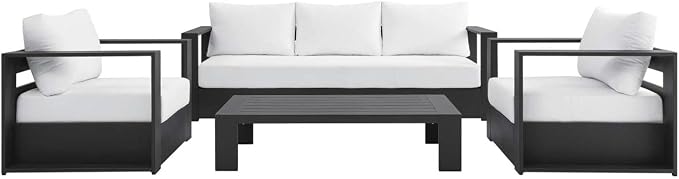 Modway Tahoe Aluminum 4-Piece Outdoor Patio Set in Gray White - Image 2