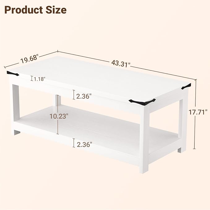 Homieasy 43.3” Rectangular Coffee Table - Image 2