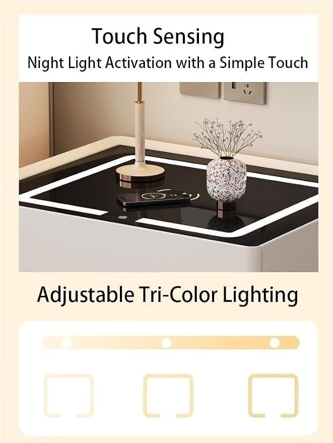 Smart Nightstand with Wireless Charging and Touch Sensing, Night Table Bedside - Image 4