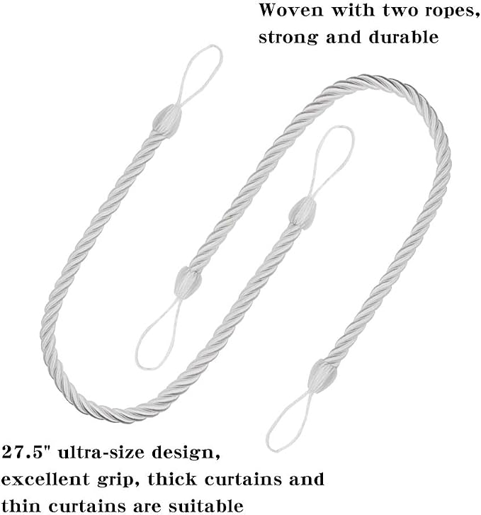BEL AVENIR Curtain Rope Tiebacks, Drapery Rope Holdbacks - Image 3