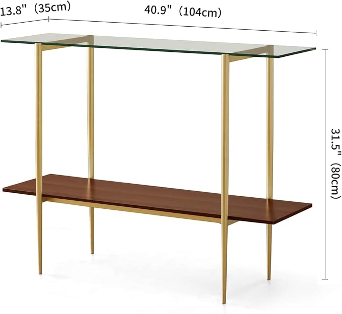 LumFurn Glass Console Table for Living Room, Foyer & Entrance, 2-Tiers - Image 2