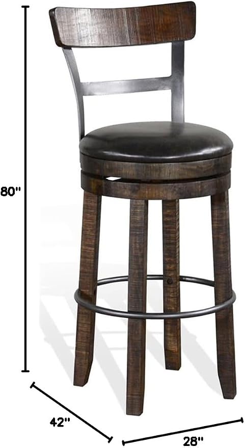 Pemberly Row Set of 3 Wood Bar Unit and 2 Swivel Barstool - Image 10