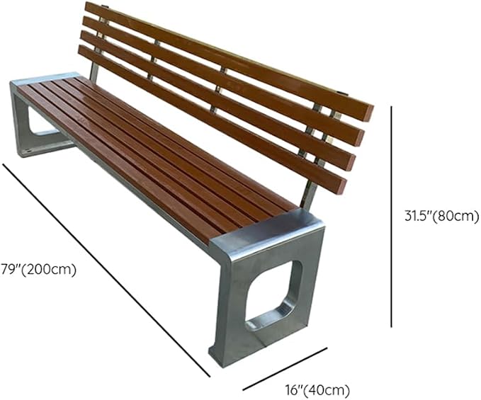 LITFAD Outdoor Indoor Bench Stainless Steel Metal Park Bench - Image 2