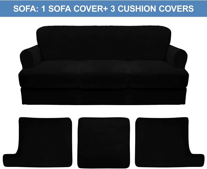 CUCRAF T Cushion Sofa Cover 4 Piece Slipcovers, Soft Thick Velvet Couch Cover - Image 5