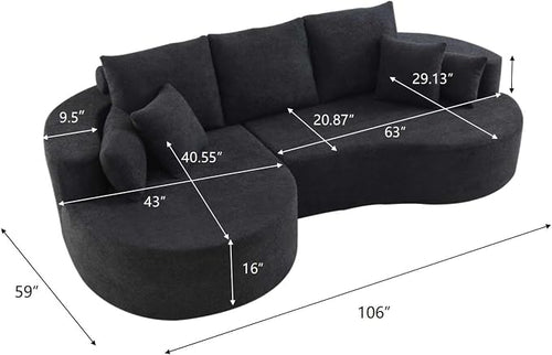 106'' Sectional Curved Sofa Sponge Couch - Image 2
