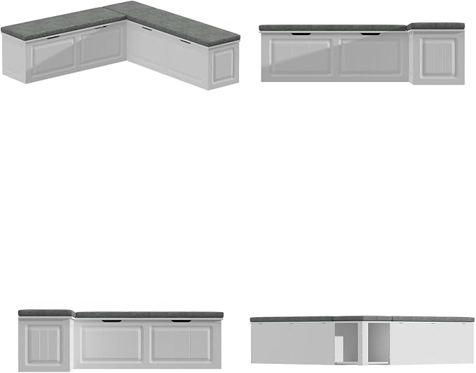 ECACAD L-Shape Wood Shoe Storage Bench - Image 8