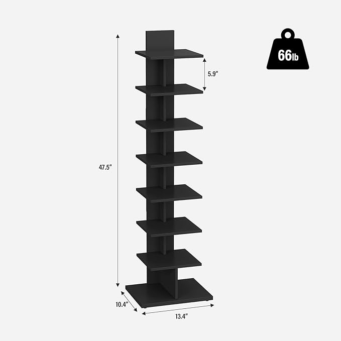 TUTOTAK Narrow Bookshelf, 8-Tier Bookcase, Spine Book Shelf - Image 2
