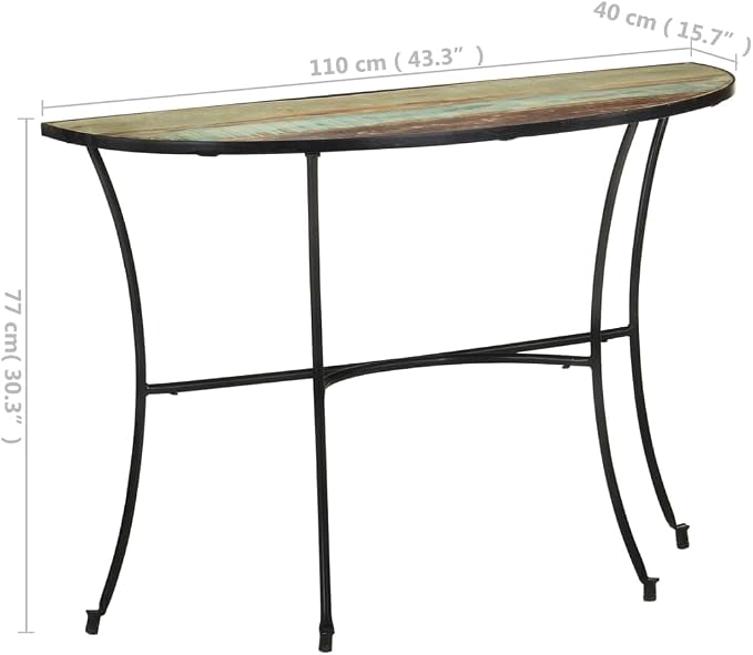 Solid Reclaimed Wood Side Table, Mixed Color Finish, 15.7x43.3x30.3 inch - Image 2