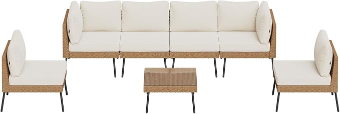 Aoxun Patio Furniture Set, 7 Piece Outdoor Sectional Sofas - Image 9