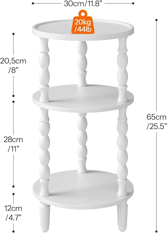 HOOBRO Round Side Table for Small Space, 3-Tier Small Round End Table - Image 3