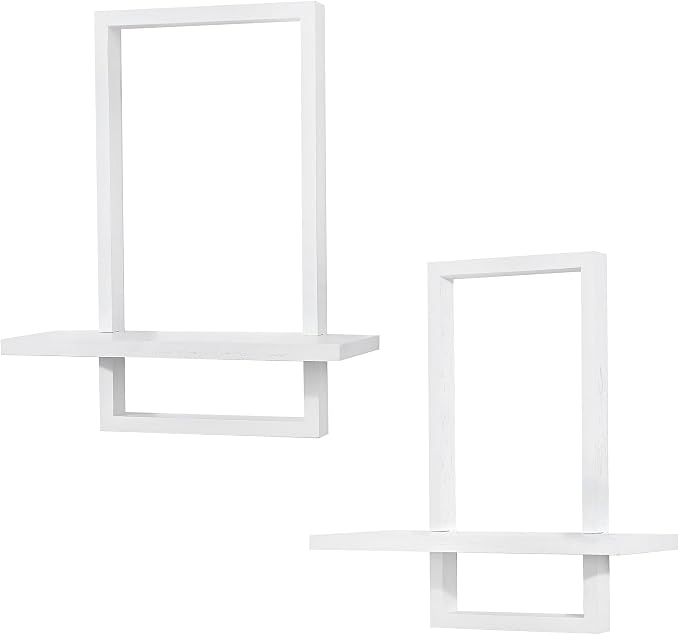 PHOENANCEE Square Wall Shelf, Framed Floating Shelves Set of 2, Decorative - Image 9