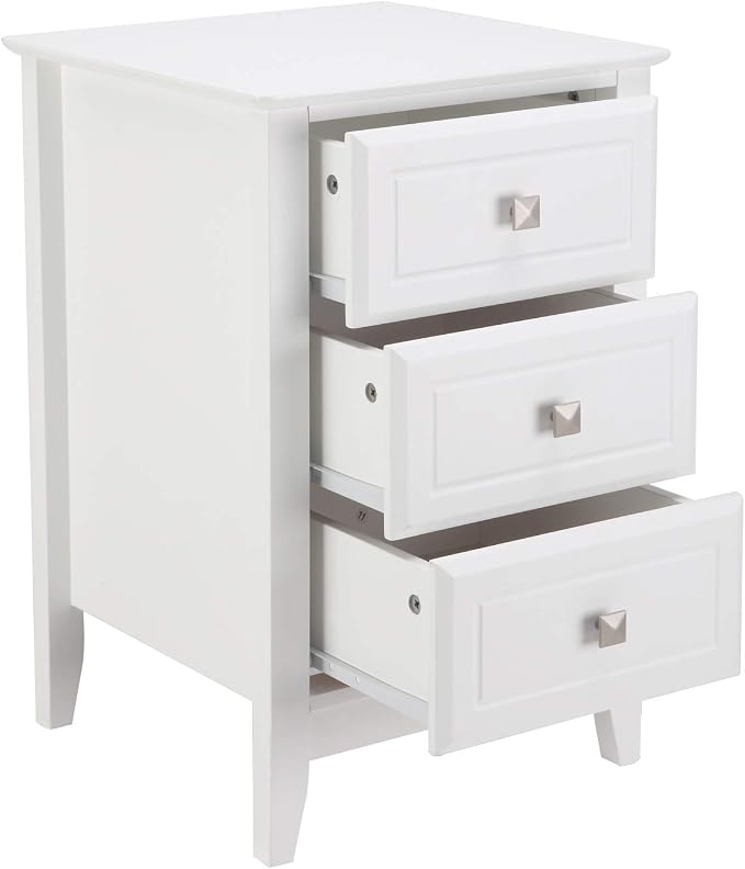 Bonnlo White Nightstand with 3 Drawers, Modern Night Stand - Image 6