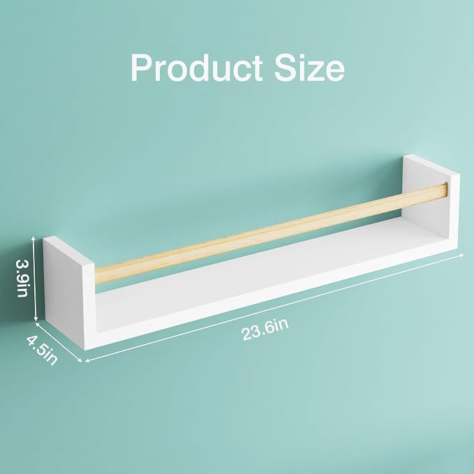 Fixwal Nursery Book Shelves, 23.6 Inch Floating Bookshelves - Image 2