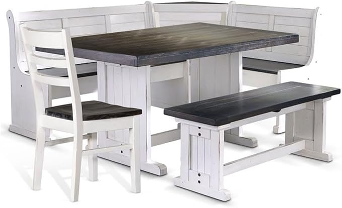 Pemberly Row 4-Piece Farmhouse Wood Breakfast Nook Set by PEMBERLYROW