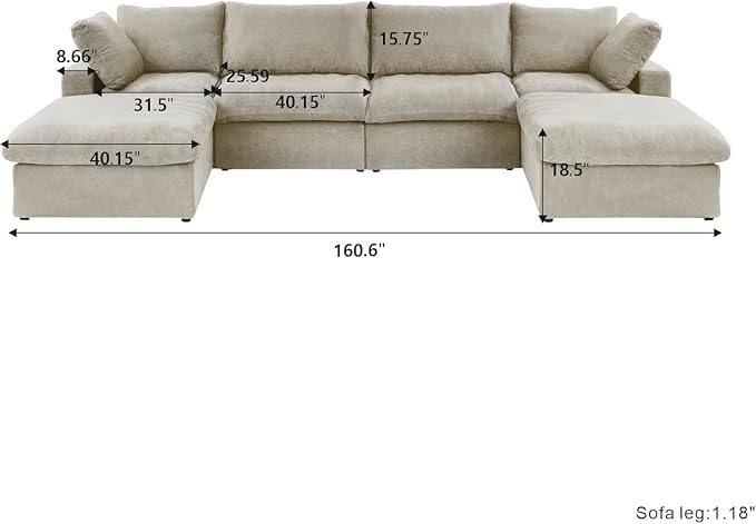 JACH U-Shaped Cloud Sectional Couch - Image 2