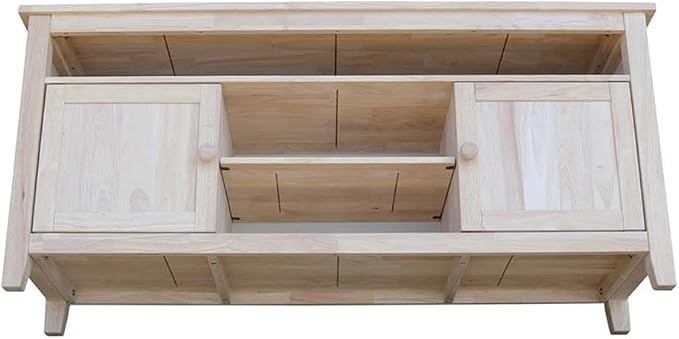 Entertainment TV Stand with 2 Doors Unfinished Solid Parawood 57"W x 18"D x 26"H - Image 9
