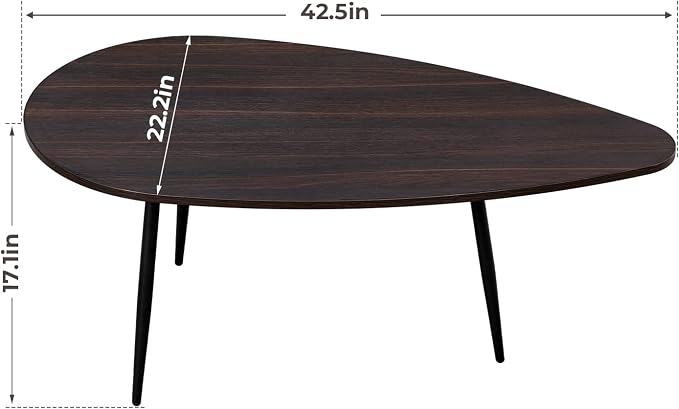 SAYGOER Oval Coffee Table Espresso Wood Mid Century Modern Coffee Tables Unique - Image 3