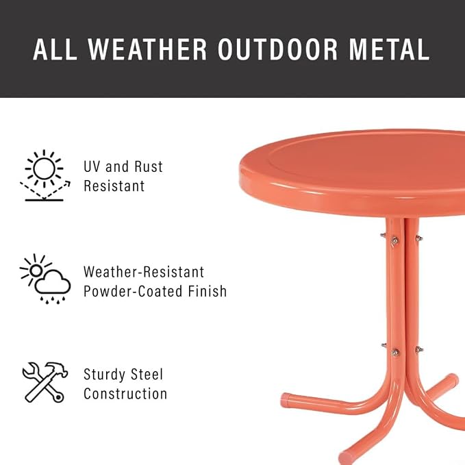 Crosley Furniture Griffith Weather Resistant Retro Metal Outdoor Side Table - Image 5