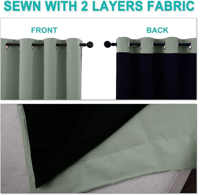 NICETOWN Full Shading Curtains 96 inches Long 2 Panels Set - Image 5