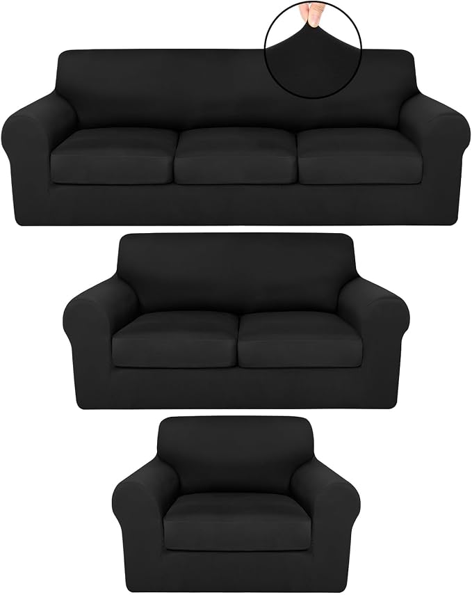 HunnmingRe Sofa Covers for 3 Cushion Couch Stretch Sofa and Loveseat Covers Set by HunnmingRe
