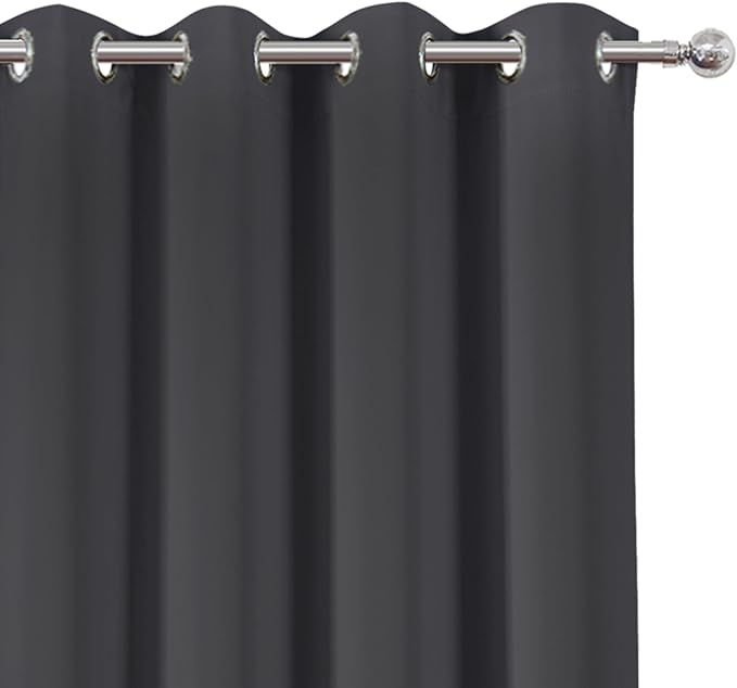 LEMOMO Blackout Curtains 66 x 54 Inch Long Dark Grey Curtains Set of 2 Panels - Image 6