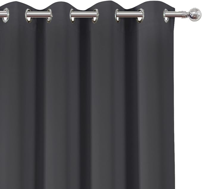 LEMOMO Dark Grey Blackout Curtains 52 x 63 Inch Length/Set of 2 Curtain - Image 6