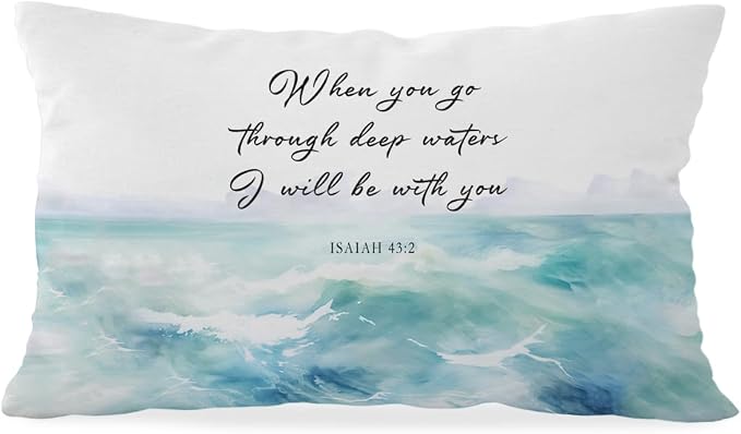 Beach Bible Throw Pillow Cover 12x20 by Unknown