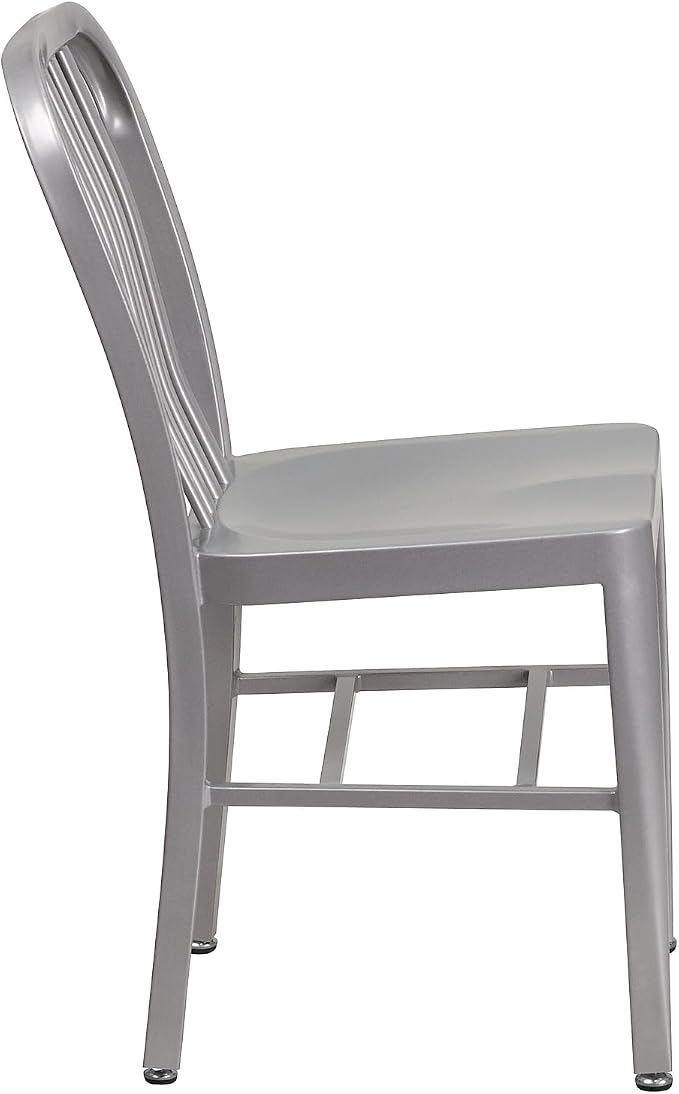 Flash Furniture Commercial Grade Silver Metal Indoor-Outdoor Chair - Image 7