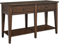 MAKLAINE Wood Transitional Sofa Table, Dark Brown Oak Finish, Poplar Solids and by Maklaine