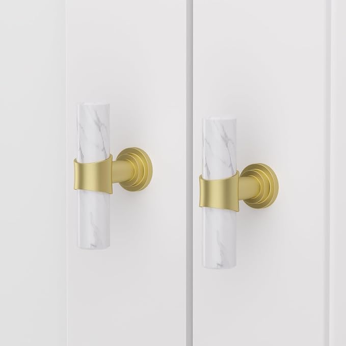 Rergy Cabinet Handles Marble Drawer Pulls and Knobs, T-Bar Hardware - Image 3