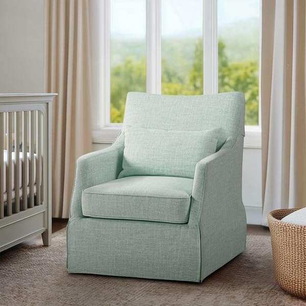 Martha Stewart 360° Mint Swivel Chair, Modern Classic Skirted Armchair - Image 5