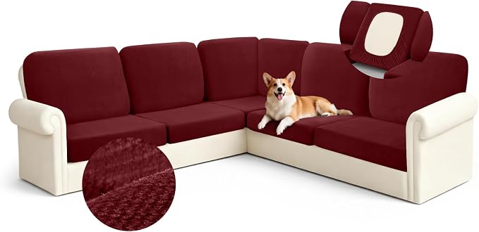 Arfntevss Velvet Sectional Couch Covers L Shape Couch Cushion Covers Slipcovers by Arfntevss