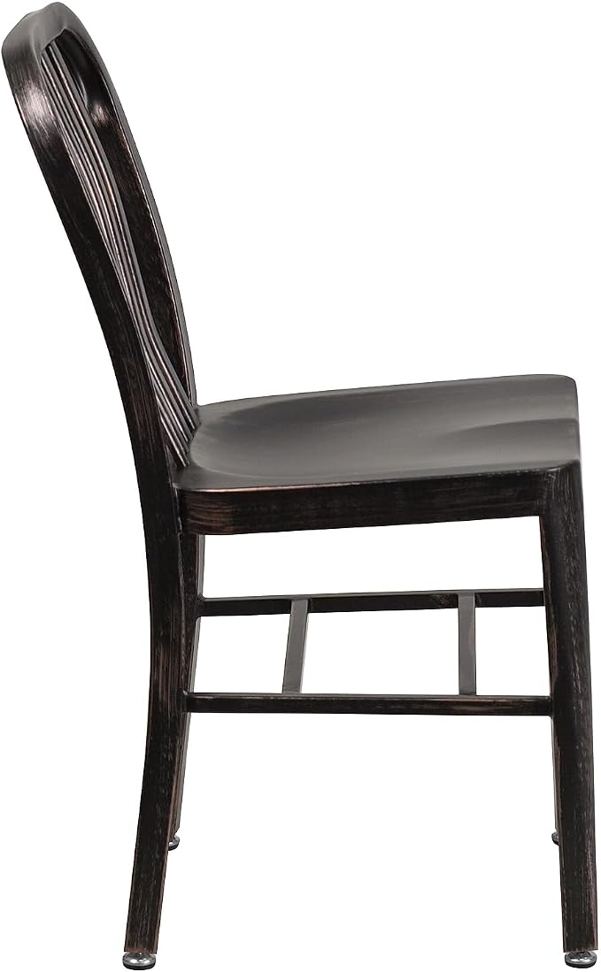 Flash Furniture Commercial Grade Black-Antique Gold Metal Indoor-Outdoor Chair - Image 7