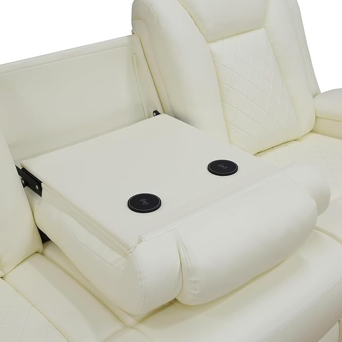 Power Recliner Sofa with LED Lights, Leather Power Reclining Sofa, Living Room - Image 5