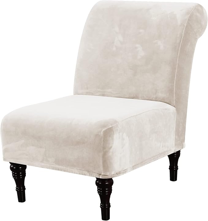 H.VERSAILTEX Armless Accent Chair Covers Thick Velvet Armless Chair Slipcovers by HVERSAILTEX