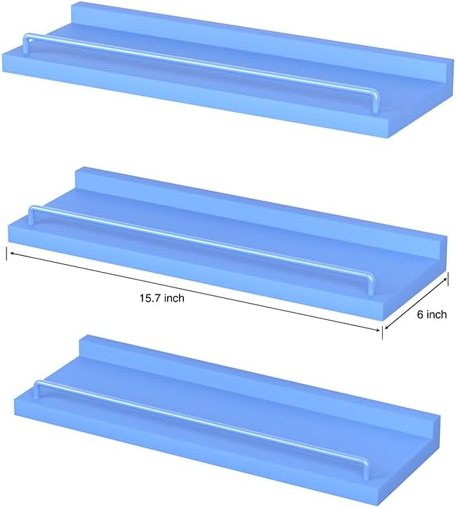 RYOFOBETTO Blue Floating Shelves, Room Decor Shelves, Picture Frames - Image 3
