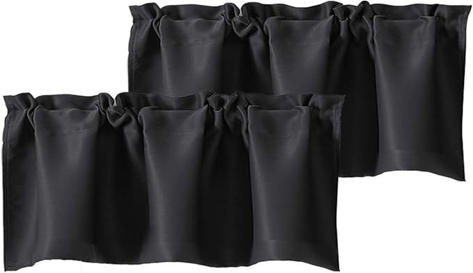 Chyhomenyc Black Valances for Window, Room Darkening Short Curtains for Kitchen by Chyhomenyc