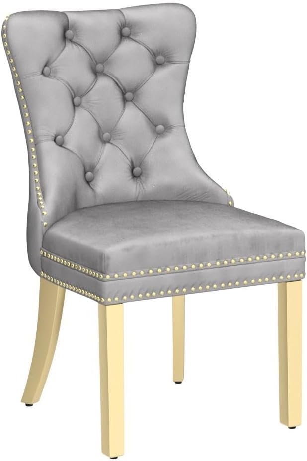 KCC Velvet Dining Chairs Set of 2, Upholstered High-end Tufted Dining Chair - Image 4