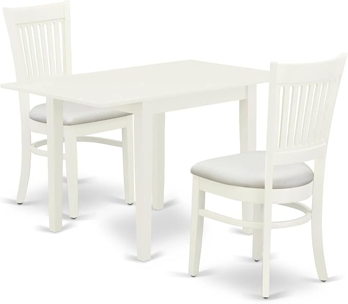 East West Furniture NDVA3-LWH-C 3 Piece Kitchen Table & Chairs Set Contains a by EastWestFurniture