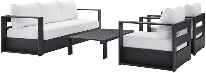 Modway Tahoe Aluminum 4-Piece Outdoor Patio Set in Gray White by Modway