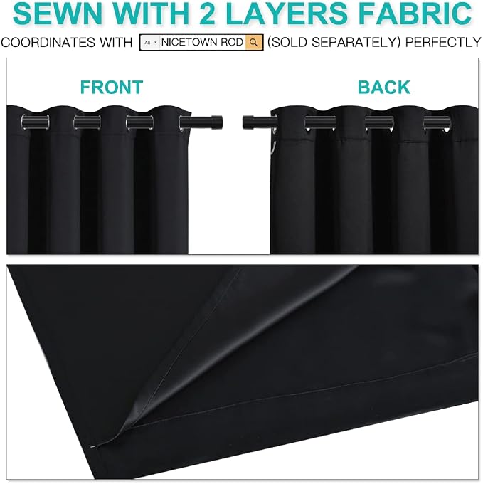 NICETOWN Complete 100% Blackout Curtains, Thermal Insulated Energy Efficiency - Image 5