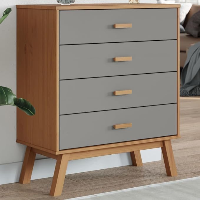 Scandinavian Style Solid Pine Wood Drawer Cabinet by Unknown