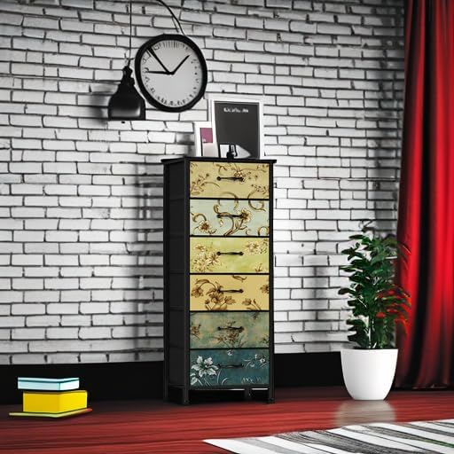 Furnulem Tall 6 Drawers Dresser, Vintage Storage Organizer Unit - Image 6