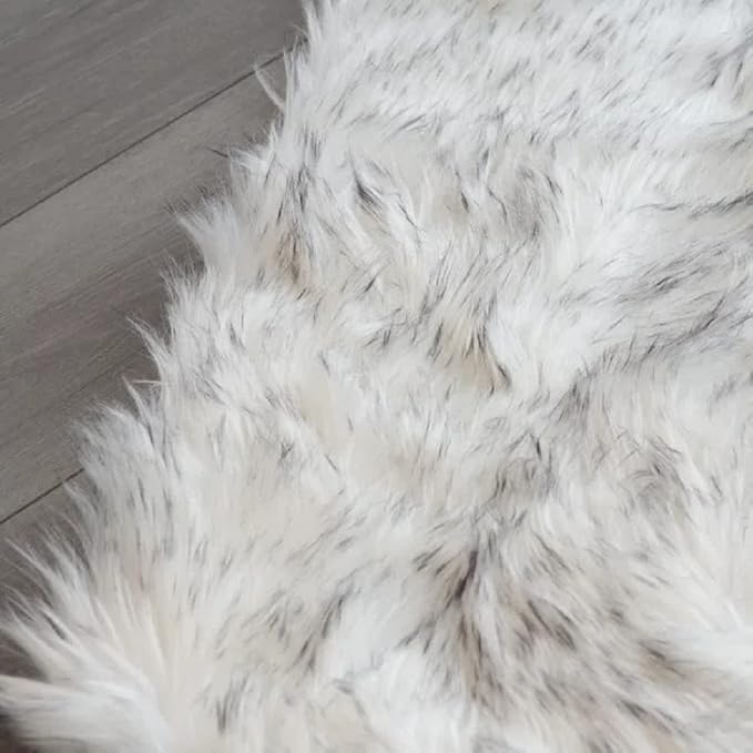 ORINOVA White and Grey Area Rugs 9x12 Living Room Large Washable Faux Fur Rugs - Image 6