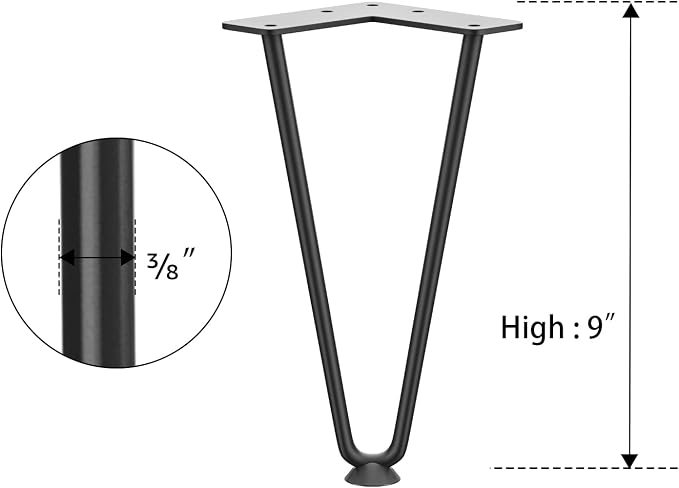 SMARTSTANDARD 9 Inch Heavy Duty Hairpin Furniture Legs, Metal Home DIY Projects - Image 8